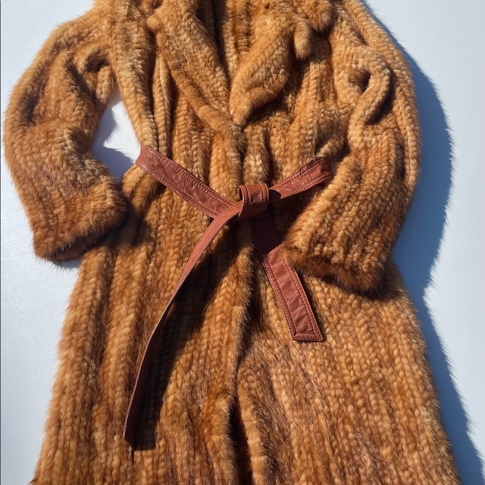 Stunning Luxurious PELLESSIMO Fine Knit Whiskey Mink Coat. Size Talle 1.